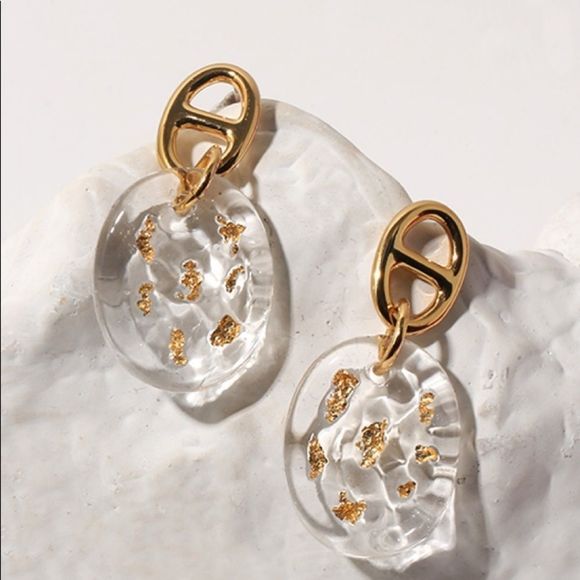 Gold Circular Pendant Earring - Picture 1 of 7